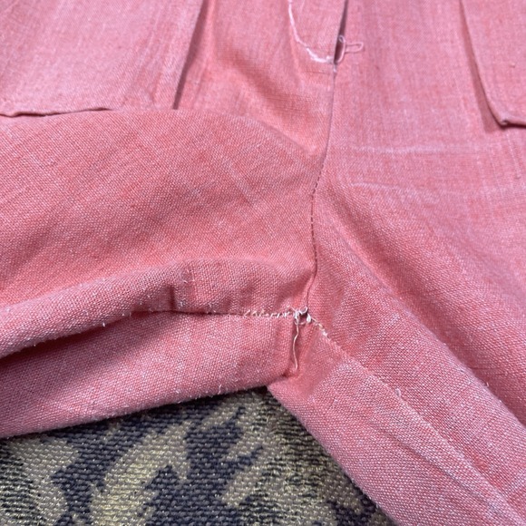 Vtg 60s Pink Salmon Cotton Polyester Flare Wide Leg Disco Pants Womens Size 11 - Picture 7 of 11